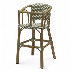 chaise pour bébé de terrasse restaurant Bistromania tressage vert blanc extérieur TROCA