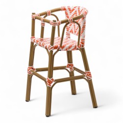 chaise pour bébé de terrasse restaurant Bistromania tressage orange blanc extérieur ALMA