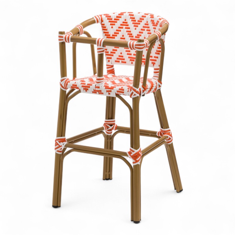 chaise pour bébé de terrasse restaurant Bistromania tressage orange blanc extérieur ALMA