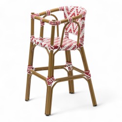 chaise pour bébé de terrasse restaurant Bistromania tressage rouge blanc extérieur ALMA