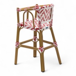 chaise pour bébé de terrasse restaurant Bistromania tressage rouge blanc extérieur ALMA