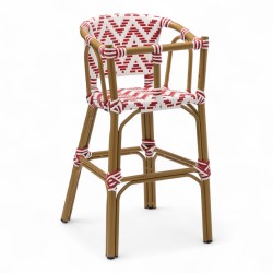 chaise pour bébé de terrasse restaurant Bistromania tressage rouge blanc extérieur ALMA