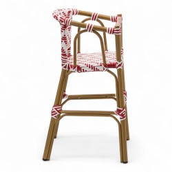 chaise pour bébé de terrasse restaurant Bistromania tressage rouge blanc extérieur ALMA
