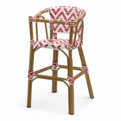 chaise pour bébé de terrasse restaurant Bistromania tressage rouge blanc extérieur ALMA