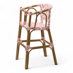 chaise pour bébé de terrasse restaurant Bistromania tressage rose blanc extérieur ALMA