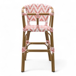 chaise pour bébé de terrasse restaurant Bistromania tressage rose blanc extérieur ALMA