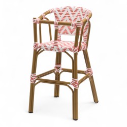 chaise pour bébé de terrasse restaurant Bistromania tressage rose blanc extérieur ALMA