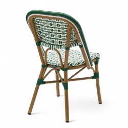 chaise extérieur bistrot professionnel aluminium couleur rotin tressage vert blanc