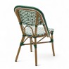 chaise extérieur bistrot professionnel aluminium couleur rotin tressage vert blanc