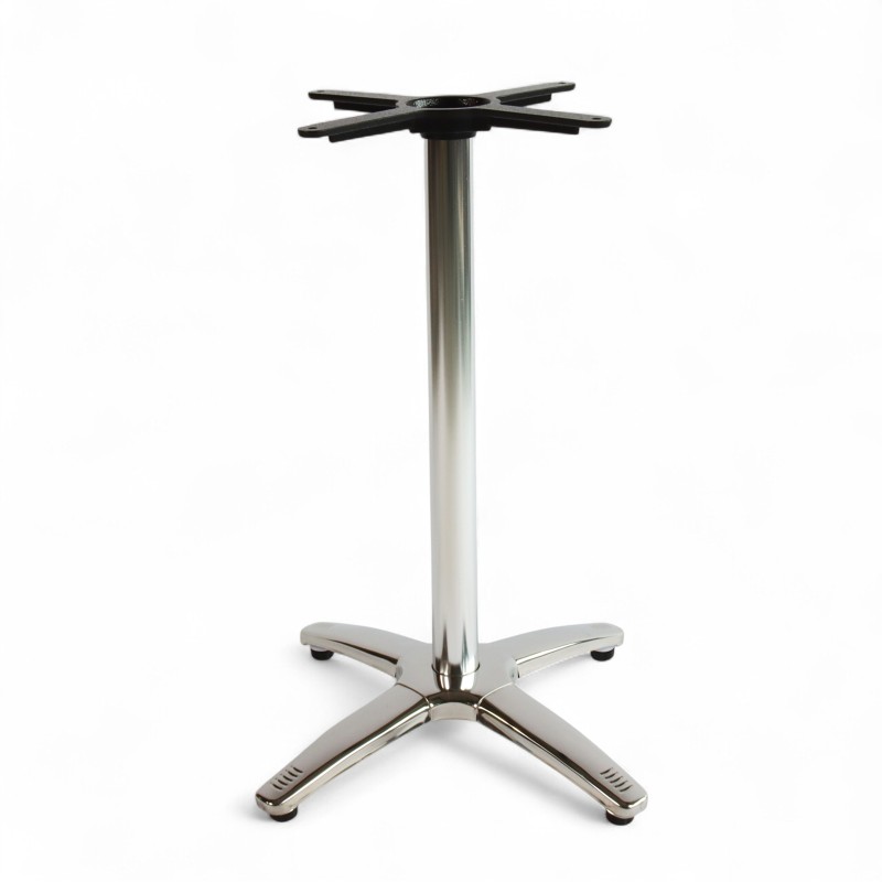 pied de table bistrot NANCY en Aluminium argenté 4 branches pattes de lion. Pied de table central bistrot café parisien