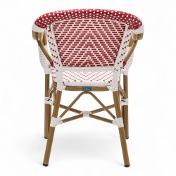 fauteuil de terrasse restaurant chr biarritz polyrotin rouge et blanc aluminium couleur rotin