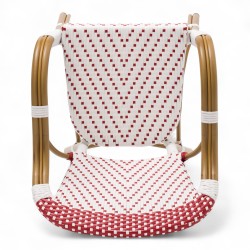 fauteuil de terrasse restaurant chr biarritz polyrotin rouge et blanc aluminium couleur rotin