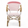 fauteuil de terrasse restaurant chr biarritz polyrotin rouge et blanc aluminium couleur rotin