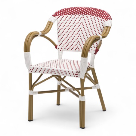 fauteuil de terrasse restaurant chr biarritz polyrotin rouge et blanc aluminium couleur rotin fauteuil de terrasse restaurant chr biarritz polyrotin rouge et blanc aluminium couleur rotin