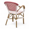 fauteuil de terrasse restaurant chr biarritz polyrotin rouge et blanc aluminium couleur rotin