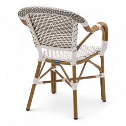 fauteuil de terrasse professionnel tressage gris et blanc empilable
