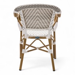 fauteuil de terrasse professionnel tressage gris et blanc empilable