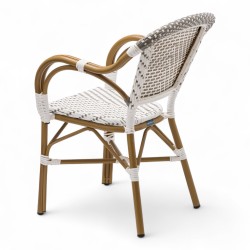 fauteuil de terrasse professionnel tressage gris et blanc empilable