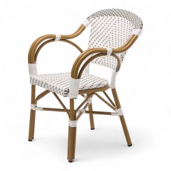 fauteuil de terrasse professionnel tressage gris et blanc empilable
