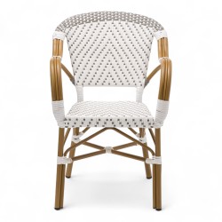 fauteuil de terrasse professionnel tressage gris et blanc empilable