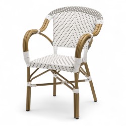 fauteuil de terrasse professionnel tressage gris et blanc empilable