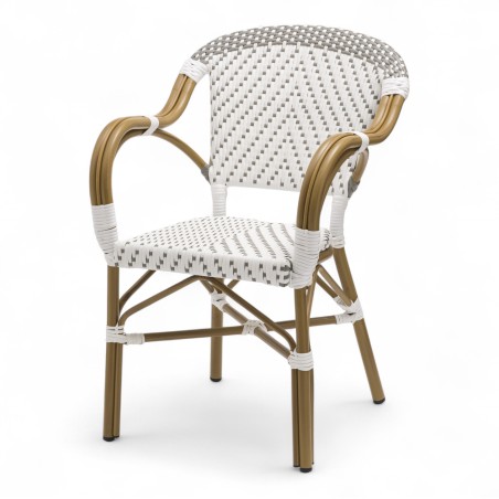 fauteuil de terrasse professionnel tressage gris et blanc empilable fauteuil de terrasse professionnel tressage gris et blanc empilable
