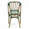 chaise de terrasse tressée vert foncé et blanc extérieur intérieur aluminium polyrotin Bistromania chaise AIX polyéthylène