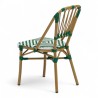chaise de terrasse tressée vert foncé et blanc extérieur intérieur aluminium polyrotin Bistromania chaise AIX polyéthylène
