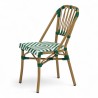 chaise de terrasse tressée vert foncé et blanc extérieur intérieur aluminium polyrotin Bistromania chaise AIX polyéthylène