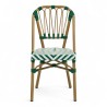 chaise de terrasse tressée vert foncé et blanc extérieur intérieur aluminium polyrotin Bistromania chaise AIX polyéthylène