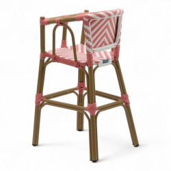 chaise pour bébé de terrasse restaurant Bistromania tressage rose blanc extérieur RIVOLI