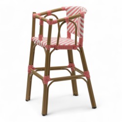 chaise pour bébé de terrasse restaurant Bistromania tressage rose blanc extérieur RIVOLI