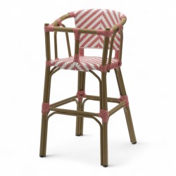 chaise pour bébé de terrasse restaurant Bistromania tressage rose blanc extérieur RIVOLI