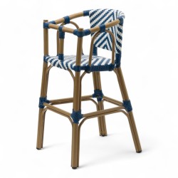 chaise pour bébé de terrasse restaurant Bistromania tressage bleu blanc extérieur RIVOLI