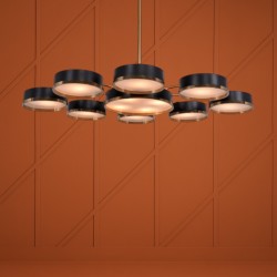 Lustre Design BRONX - Métal - Noir et Doré - 9 Disques