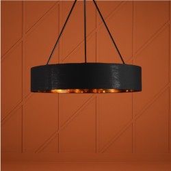 Lustre design moderne VERONE en Métal et Tissu Noir et Doré