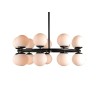 Lustre Design CAFE en Métal Noir et Doré - 18 globes en verre blanc opalin