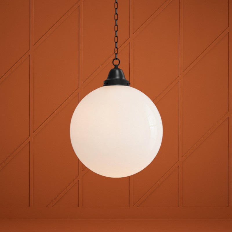 Suspension TROQUET - Grand Globe en Verre Blanc