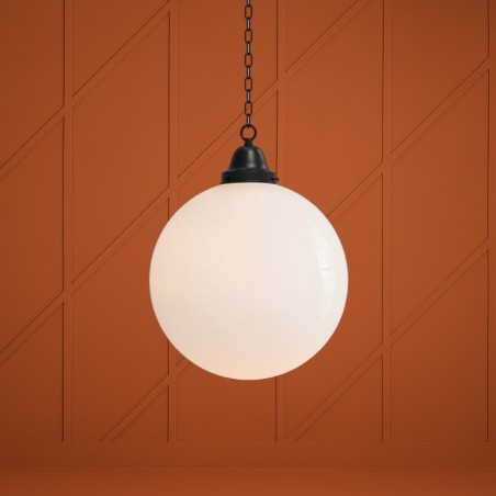 Suspension TROQUET - Grand Globe en Verre Blanc