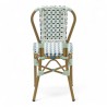 chaise de terrasse parisienne rotin gatti drucker AUTEUIL tressage bleu vert et blanc
