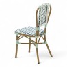 chaise de terrasse parisienne rotin gatti drucker AUTEUIL tressage bleu vert et blanc