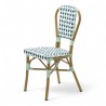 chaise de terrasse parisienne rotin gatti drucker AUTEUIL tressage bleu vert et blanc
