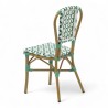 Chaise de terrasse AUTEUIL - Rotin - Tressage Vert Foncé Vert et Blanc