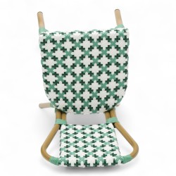 Chaise de terrasse AUTEUIL - Rotin - Tressage Vert Foncé Vert et Blanc