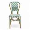Chaise de terrasse AUTEUIL - Rotin - Tressage Vert Foncé Vert et Blanc