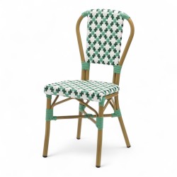 chaise de terrasse parisienne rotin gatti drucker AUTEUIL tressage bleu vert et blanc
