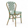 Chaise de terrasse AUTEUIL - Rotin - Tressage Vert Foncé Vert et Blanc