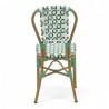 Chaise de terrasse AUTEUIL - Rotin - Tressage Vert Foncé Vert et Blanc
