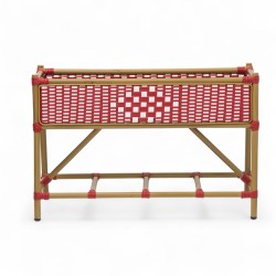 Jardiniere de terrasse tressee orsay rouge blanc aluminium couleur rotin bistrot