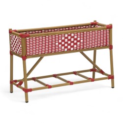 Jardiniere de terrasse tressee orsay rouge blanc aluminium couleur rotin bistrot
